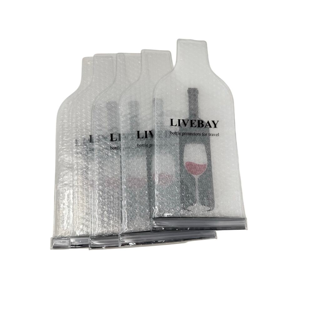 LIVEBAY Bottle Protectors Travel Wine Bags Set‎ of 5 Bubble Sleeves Organizer